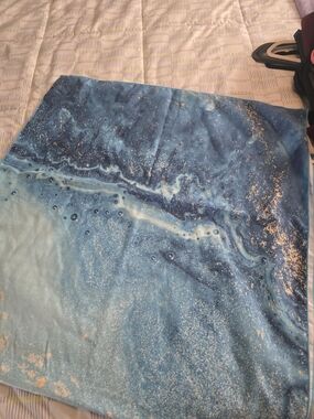 Blue Marble Print Microfiber Towel with Loop
